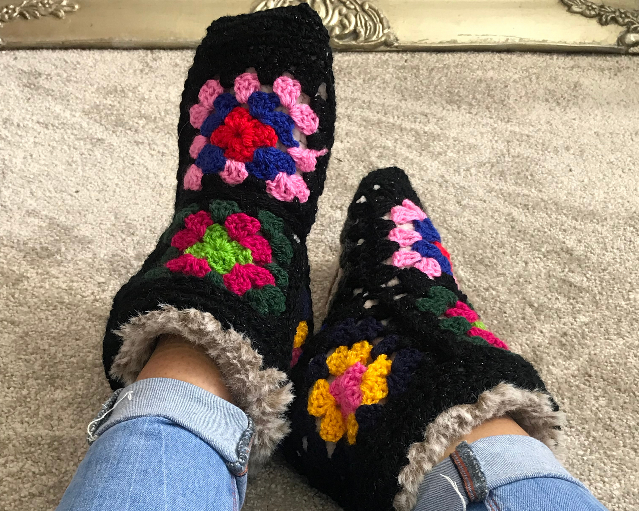 Granny sales square slippers