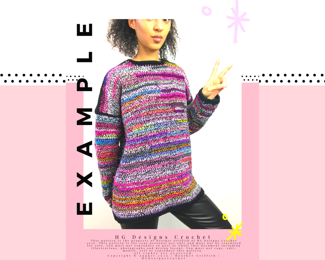 Example - a scrap yarn sweater crochet pattern